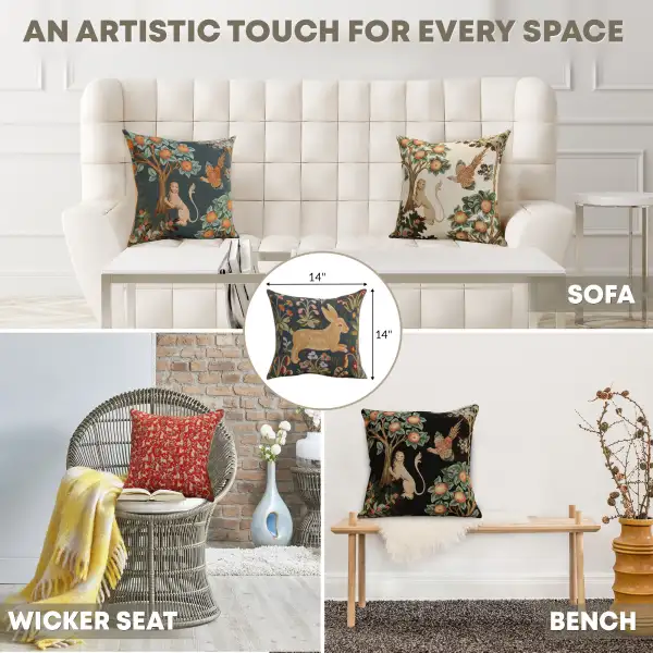 Running Rabbit in Blue French Couch Cushion | Application