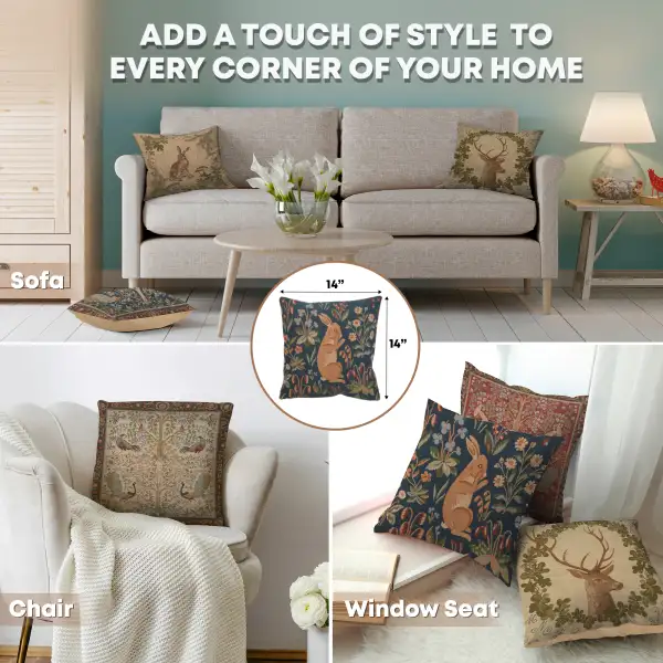 Medieval Rabbit Standing French Couch Cushion | Application
