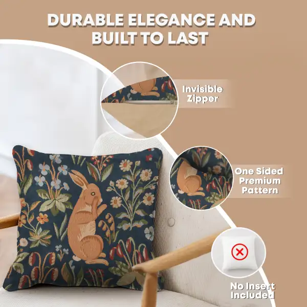 Medieval Rabbit Standing Tapestry Cushion Cover - 14 in. x 14 in. Cotton by Charlotte Home Furnishings Inc | Feature