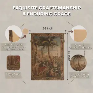 La Recolte Des Ananas I French Wall Tapestry - 58 in. x 88 in. Wool/cotton/others by Charlotte Home Furnishings Inc