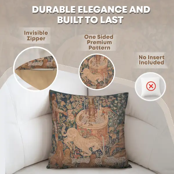 La Licorne A La Fontaine Cushion - 19 in. x 19 in. Cotton by Charlotte Home Furnishings | Feature