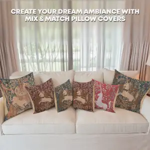 La Licorne A La Fontaine Tapestry Cushion Cover - 19 in. x 19 in. Cotton by Charlotte Home Furnishings Inc