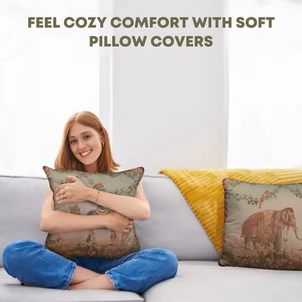 Camel Cushion - 19 in. x 19 in. Cotton by Jean-Baptiste Huet | Family