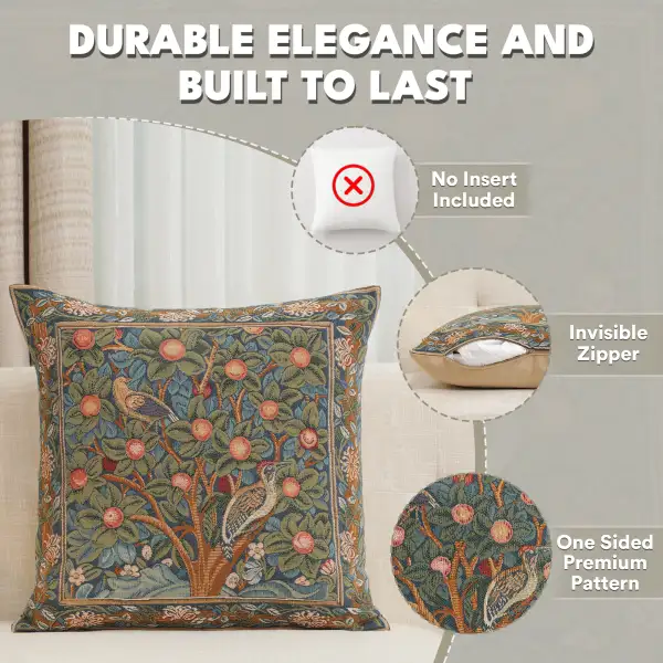 C Charlotte Home Furnishings Inc Woodpecker French Tapestry Cushion - 19 in. x 19 in. Cotton by William Morris | Feature