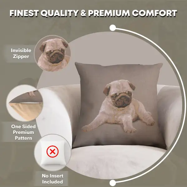Puppy Pug Grey Cushion | Feature
