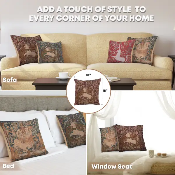 Licorne Captive In Red I French Couch Cushion | Application