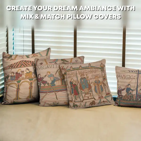 Bayeux Le Repas Tapestry Cushion Cover - 19 in. x 19 in. Cotton by Charlotte Home Furnishings Inc | Orientation