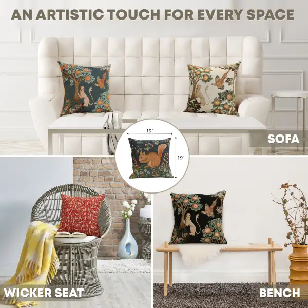Tree Squirrel Tapestry Cushion Cover - 19 in. x 19 in. Cotton by Charlotte Home Furnishings Inc | Application