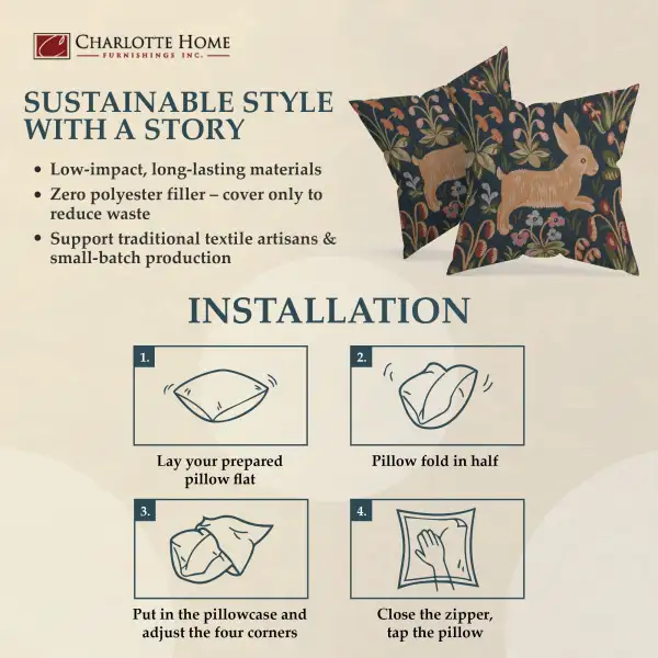 Medieval Rabbit Running French Couch Cushion | Life Style 1
