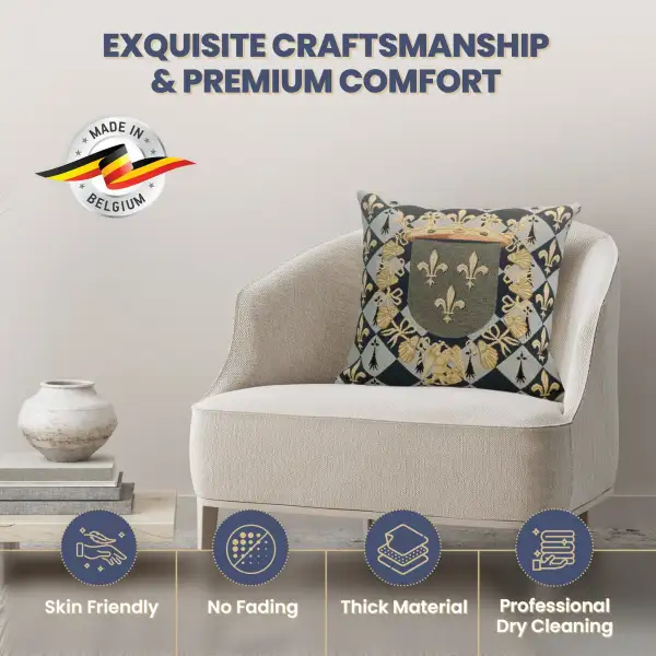 Medieval Crest I Belgian Cushion Cover - 18 in. x 18 in. Cotton/Viscose/Polyester by Charlotte Home Furnishings Inc | Quality