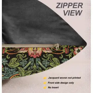 Strawberry Thief B Black By William Morris Belgian Cushion Cover - 18 in. x 18 in. Cotton/Viscose/Polyester by William Morris