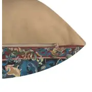 Animals With Aristoloches Blue Tapestry Cushion Cover - 19 in. x 19 in. Cotton by Charlotte Home Furnishings Inc | Close Up 4