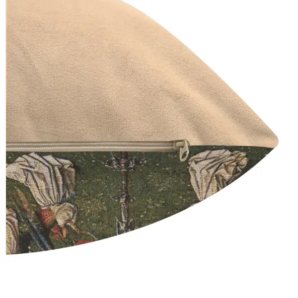 The Lamb Of God Belgian Cushion Cover - 18 in. x 18 in. Cotton/Viscose/Polyester by Jan and Hubert van Eyck | Close Up 4