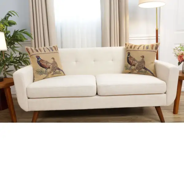 Pheasants Facing Left Belgian Cushion Cover - 18 in. x 18 in. Cotton by Charlotte Home Furnishings Inc | Close Up 5