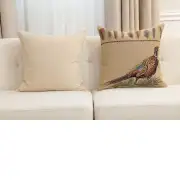 Pheasant Single Belgian Cushion Cover - 18 in. x 18 in. Cotton by Charlotte Home Furnishings Inc | Close Up 5
