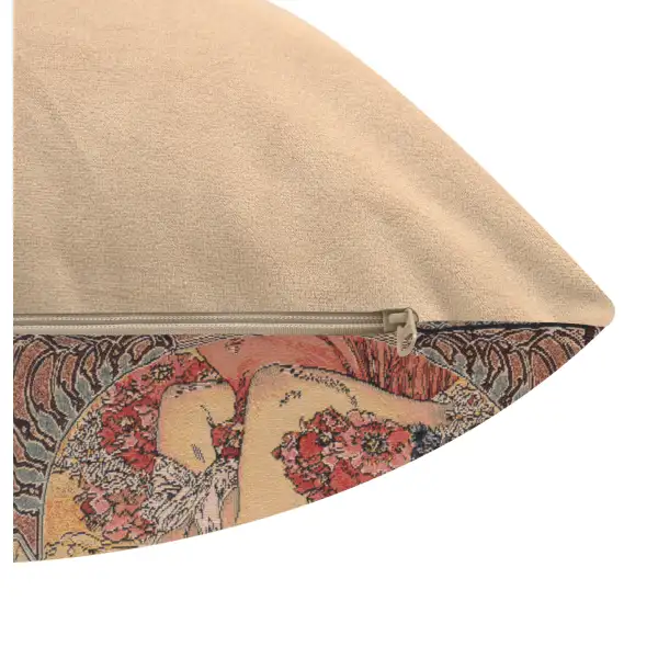 C Charlotte Home Furnishings Inc Mucha Summer II Old Style European Cushion Cover - 18 in. x 18 in. Cotton by Alphonse Mucha | Close Up 4