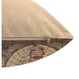Map Of The East Belgian Cushion Cover - 16 in. x 16 in. Cotton/Viscose/Polyester by Charlotte Home Furnishings Inc