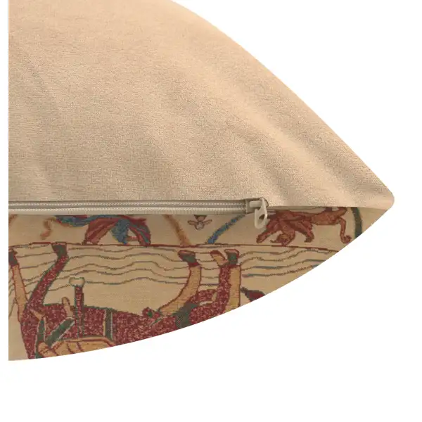 Bayeux Mont St. Michel I Belgian Cushion Cover - 16 in. x 16 in. Cotton/Viscose/Polyester by Charlotte Home Furnishings | Close Up 2