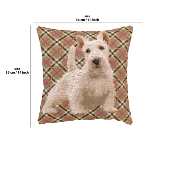 White Scottish Dog Cushion | Close Up 5