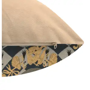 Medieval Crest I Belgian Cushion Cover - 18 in. x 18 in. Cotton/Viscose/Polyester by Charlotte Home Furnishings Inc