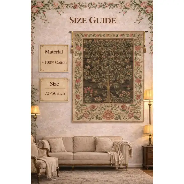 Tree of Life Brown II Belgian Wall Tapestry | 72x56 in