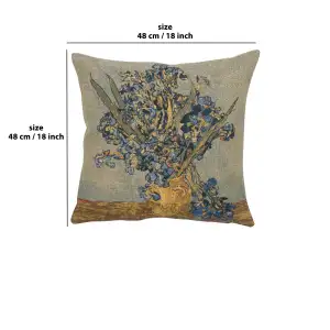 Vase Iris Belgian Cushion Cover - 18 in. x 18 in. Cotton/Viscose/Polyester by Vincent Van Gogh
