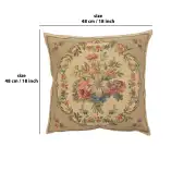 Bouquet Floral Beige Belgian Cushion Cover - 18 in. x 18 in. Cotton/Viscose/Polyester by Charlotte Home Furnishings | 18x18 in