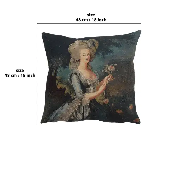 Marie Antoinette In Blue II Belgian Cushion Cover | 18x18 in