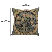 Orange Tree III by William Morris- Perfect Decorative Colorful Cotton Cushion Cover - Woven in Belgium - European Art Design Tapestry Cushion Pillow Case for Sofa Couch | 18x18 in