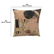 Klimt's Le Baiser Belgian Cushion Cover - 18 in. x 18 in. Cotton/viscose/goldthreadembellishments by Gustav Klimt | 18x18 in