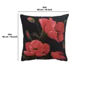 Poppies Large Belgian Cushion Cover - 18 in. x 18 in. Cotton/Viscose/Polyester by Charlotte Home Furnishings | 18x18 in