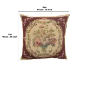 Bouquet Floral Red Belgian Cushion Cover - 18 in. x 18 in. Cotton/Viscose/Polyester by Charlotte Home Furnishings | 18x18 in