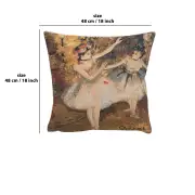 Degas Deux Dansiuses Large Belgian Cushion Cover - 18 in. x 18 in. Cotton/viscose/goldthreadembellishments by Edgar Degas | 18x18 in