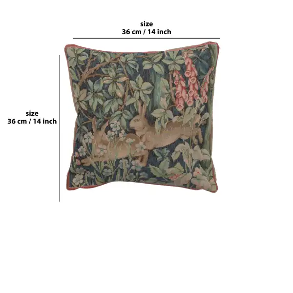 Two Hares In A Forest Small Cushion - 14 in. x 14 in. Cotton by William Morris | 14x14 in