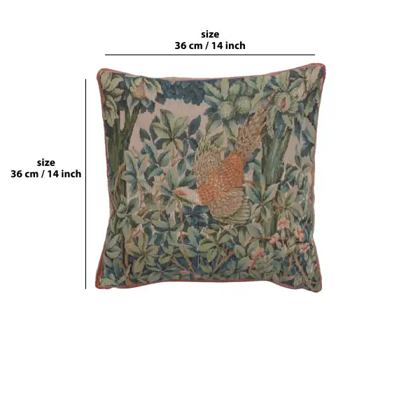 C Charlotte Home Furnishings Inc A Pheasant in A Forest Small French Tapestry Cushion - 14 in. x 14 in. Cotton by William Morris | 14x14 in