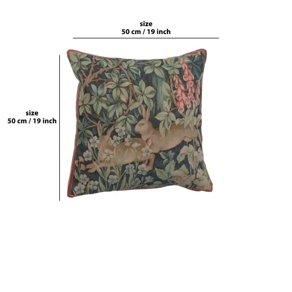 C Charlotte Home Furnishings Inc Two Hares in A Forest Large French Tapestry Cushion - 19 in. x 19 in. Cotton by William Morris | 19x19 in