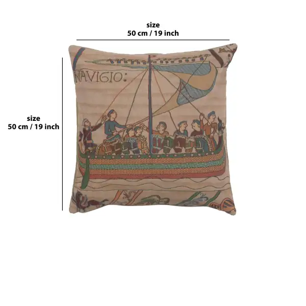 Bayeux The Boat Large Cushion - 19 in. x 19 in. Cotton by Charlotte Home Furnishings | 19x19 in