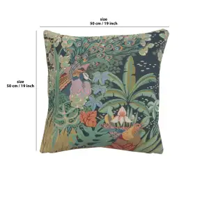 Jungle And Two Birds Tapestry Cushion Cover - 19 in. x 19 in. Cotton by Anne Leurent's