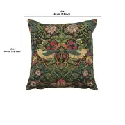 Strawberry Thief B Black By William Morris Belgian Cushion Cover - 18 in. x 18 in. Cotton/Viscose/Polyester by William Morris | 18x18 in