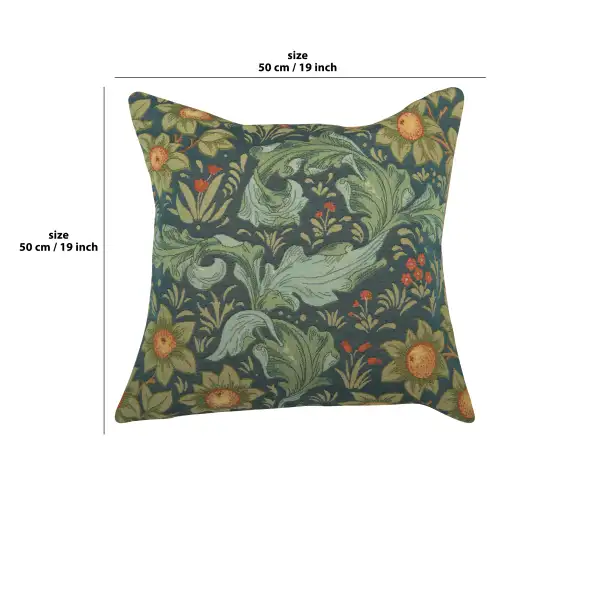 C Charlotte Home Furnishings Inc Arabesques W/Orange Tree Blue French Tapestry Cushion - 19 in. x 19 in. Cotton by William Morris | 19x19 in