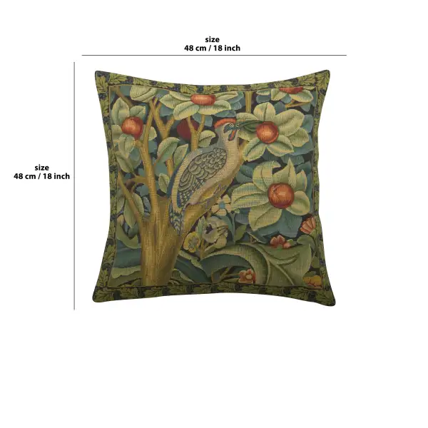 Woodpecker Right By William Morris Belgian Cushion Cover - 18 in. x 18 in. Cotton/Viscose/Polyester by William Morris | 18x18 in