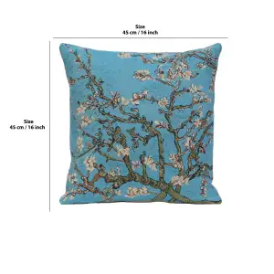 C Charlotte Home Furnishings Inc The Almond Blossom European Cushion Cover | Decorative Cushion Case with Cotton Polyester & Viscose | 16x16 Inch Cushion Cover for Living Room | by Vincent Van Gogh
