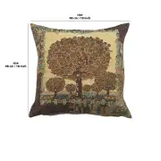 Tree Of Life A By Klimt Belgian Cushion Cover - 18 in. x 18 in. Cotton/viscose/goldthreadembellishments by Gustav Klimt | 18x18 in