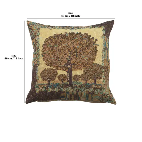 Tree Of Life A By Klimt Belgian Cushion Cover - 18 in. x 18 in. Cotton/viscose/goldthreadembellishments by Gustav Klimt | 18x18 in