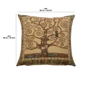 Tree Of Life B By Klimt Belgian Cushion Cover - 18 in. x 18 in. Cotton/viscose/goldthreadembellishments by Gustav Klimt | 18x18 in