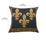 Fleur de Lys III Blue Belgian Cushion Cover | 18x18 in