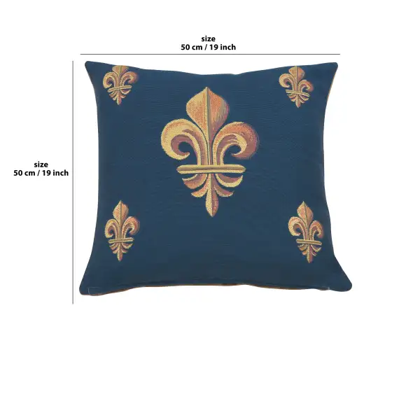 Five Fleur de Lys Blue Cushion | 19x19 in