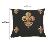 Five Fleur De Lys Black Cushion - 19 in. x 19 in. Cotton by Charlotte Home Furnishings | 19x19 in