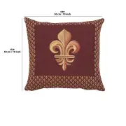 Framed Fleur De Lys Red Cushion - 19 in. x 19 in. Cotton by Charlotte Home Furnishings | 19x19 in