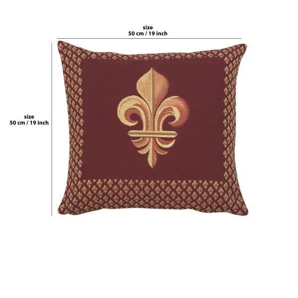 Framed Fleur de Lys Red Cushion | 19x19 in